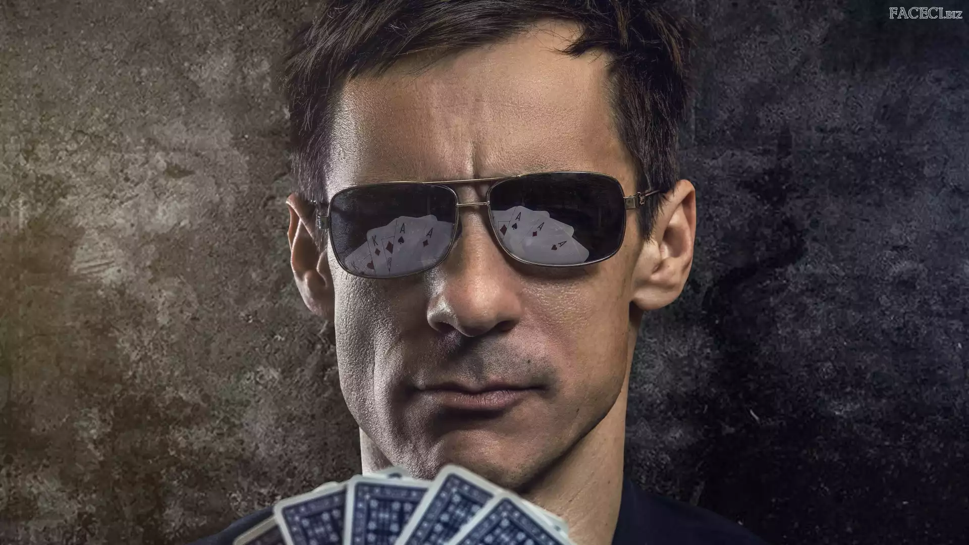 Gra, Karty, Ciemne, Mężczyzna, Okulary